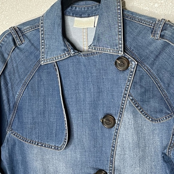 NWT Chico’s Denim Trench Jacket Sz 1 - Picture 2 of 7
